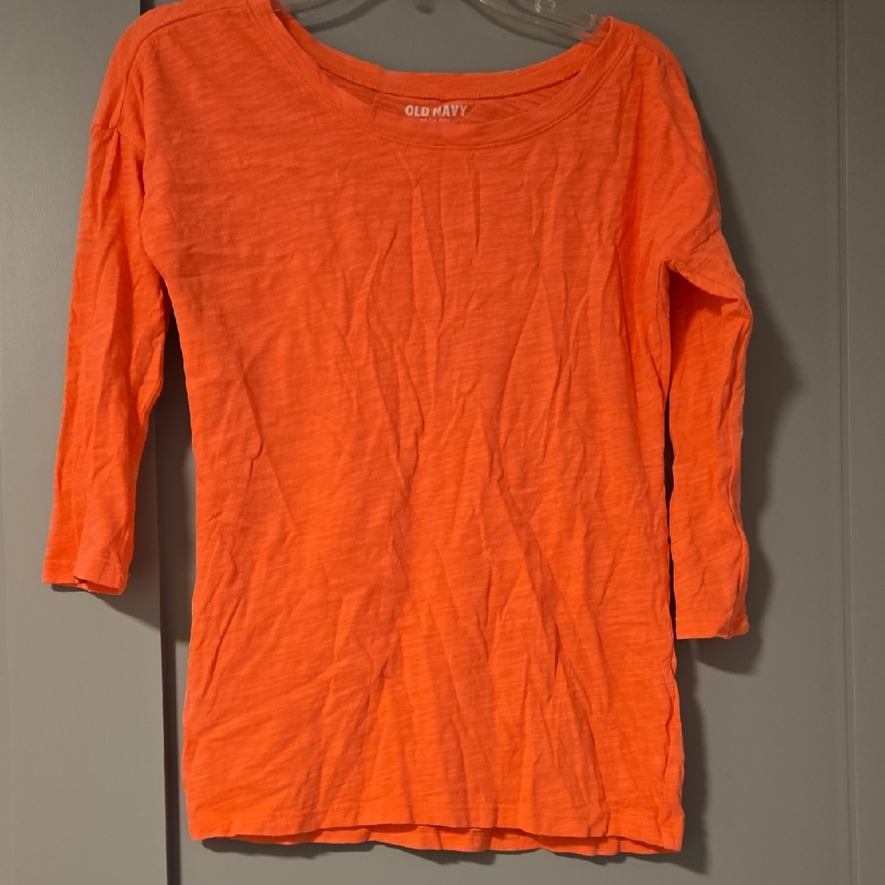 Old Navy Vibrant Orange 3/4 Sleeve Shirt